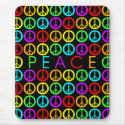 Colorful PEACE w/peace signs (black) mousepads