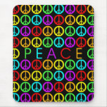 Colorful PEACE w/peace signs (black) mousepads
