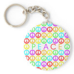 Colorful PEACE w/peace signs Keychain