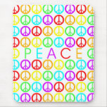 Colorful PEACE w/peace signs Mousepads