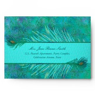Colorful Peacock feather banner elegant  envelopes