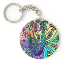 COLORFUL PEACOCK PEAFOWL KEY-CHAIN KEYCHAIN