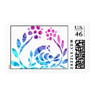 Colorful Peacock Stamp stamp
