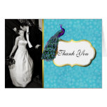 Colorful Peacock Wedding Photo Thank You Card