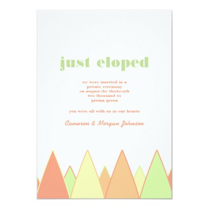 Colorful Peaks Orange Green Elopement Announcement 5" X 7" Invitation Card