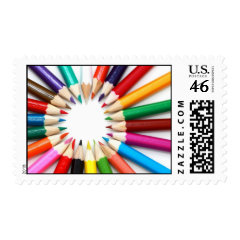 Colorful Pencil Colors Gifts for Art Teachers Stamps