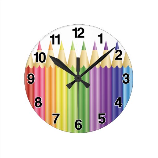 Color Pencil Clocks & Color Pencil Wall Clock Designs Zazzle