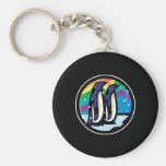 colorful penguin circle design keychains