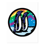 colorful penguin circle design post card