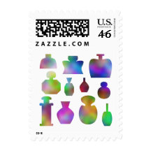 Colorful Perfume Bottles. Stamps