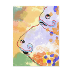 colorful phiranhas painting postcard