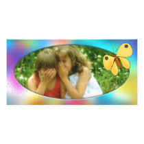 Colorful photo frame with butterfly photo cards