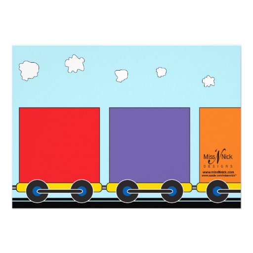 Colorful Photo Train Birthday Invitation
