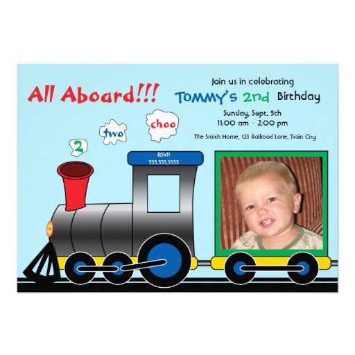 Colorful Photo Train Birthday Invitation