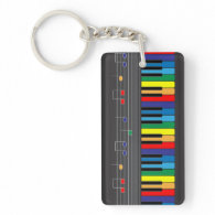 Colorful piano keyboard rectangle acrylic key chain