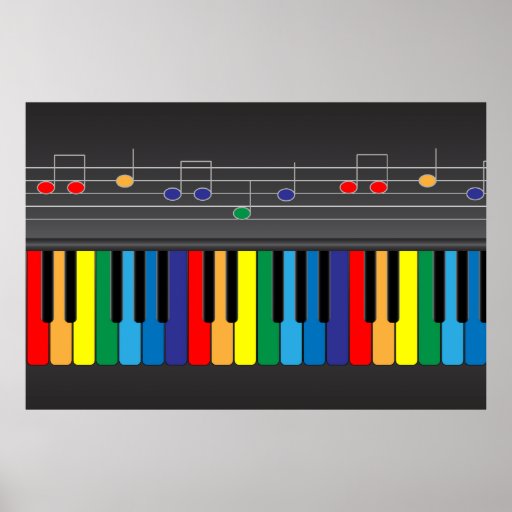 Colorful piano keyboard poster Zazzle