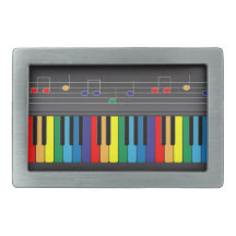 Colorful piano keyboard rectangular belt buckle