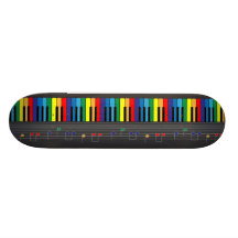 Colorful piano keyboard skate board decks