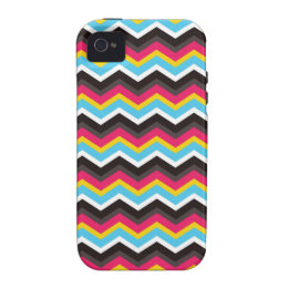 Colorful Pink Yellow Blue Chevron Stripes Zig Zag iPhone 4 Case