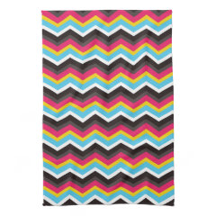 Colorful Pink Yellow Blue Chevron Stripes Zig Zag Towels