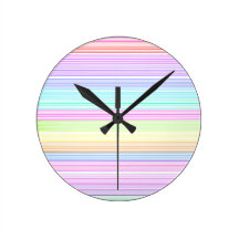 Colorful Pinstripes Round Wallclocks