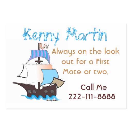 Colorful Pirate Ship Play Date Card Business Card Template (front side)