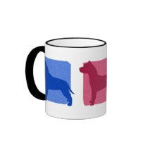 Colorful Pit Bull Silhouettes mugs