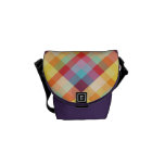 Colorful Pixels 8-bit Plaid messenger bag