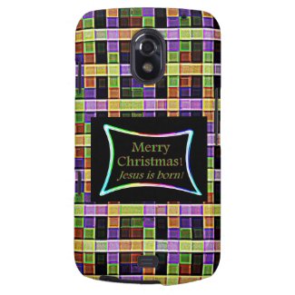 Colorful Plaid Merry Christmas Jesus is Born Samsung Galaxy Nexus Case