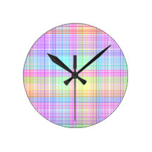 Colorful Plaid Pattern Round Wallclock