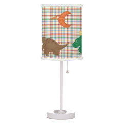 Colorful Plaid with Cute Dinosaurs Table Lamp