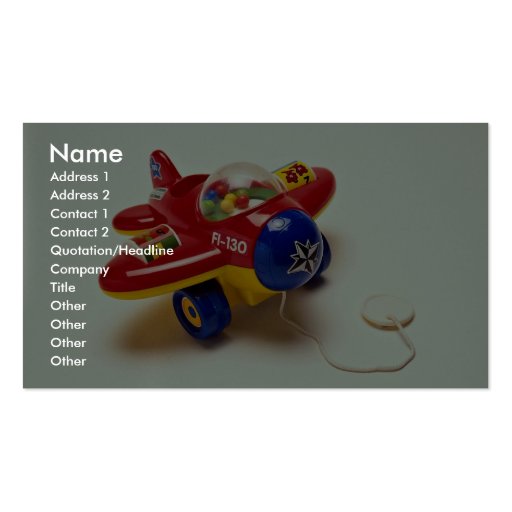 Colorful plane toy for kids business cards