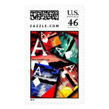 Colorful Poker Art Aces Stamps