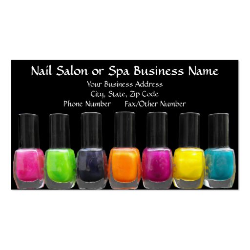 Colorful Polish Bottles, Nail Salon Appointment Business Card (front side)