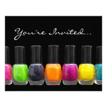 Colorful Polish Bottles, Nail Salon Manicure Party Invitation