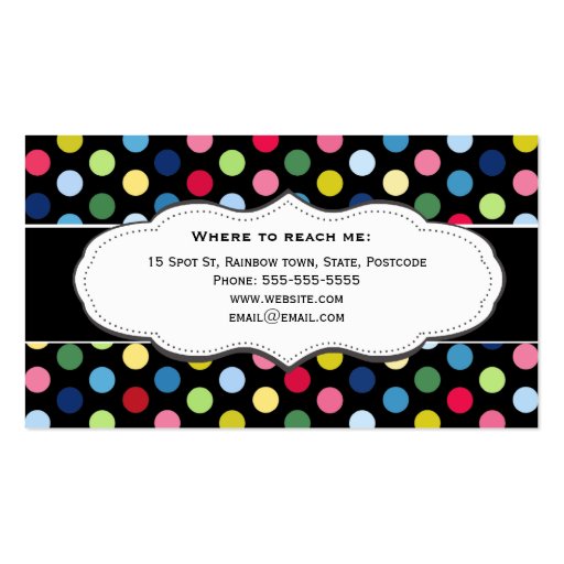 Colorful polka dot business cards (back side)