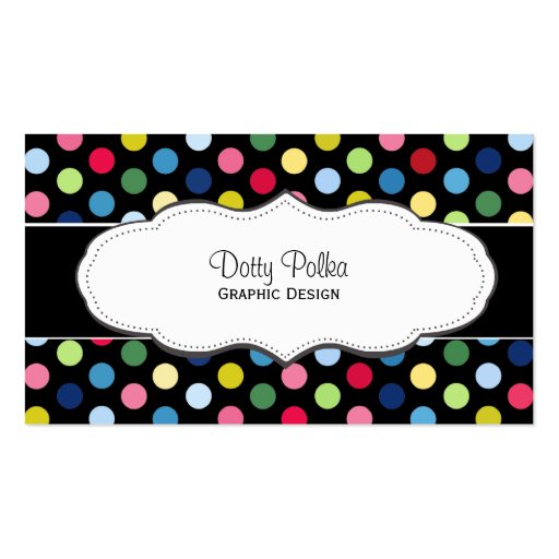 Colorful polka dot business cards (front side)