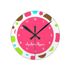 Colorful Polka Dot Kid's Bedroom Wall Clocks