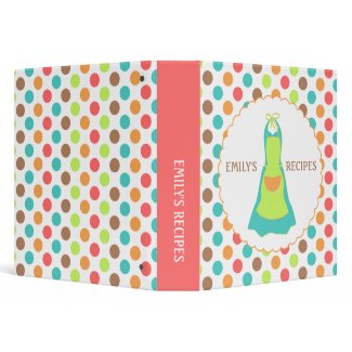 Colorful Polka Dots and Apron Recipe Binder binder