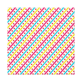 Colorful Polka Dots and Diagonal Stripes Pattern Stretched Canvas Print
