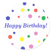 Colorful Polka Dots Birthday Stickers