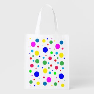 Colorful Polka Dots Bubbles Balloons Reusable Grocery Bag