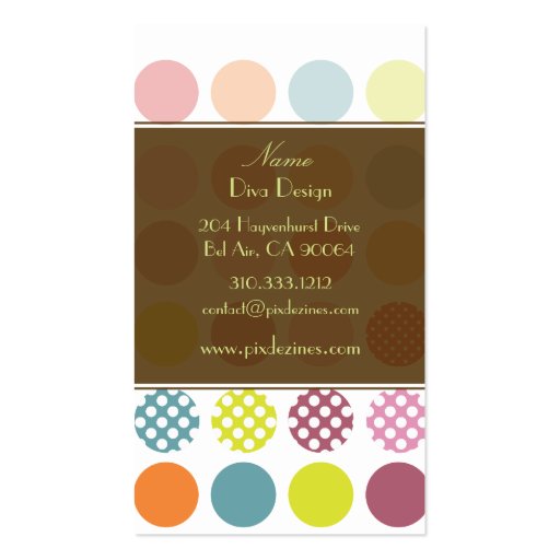 Colorful Polka dots BusinessCard Business Cards (back side)