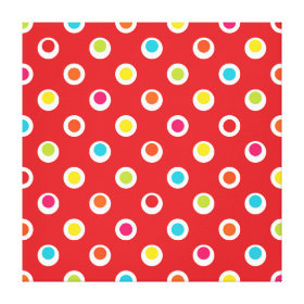 Colorful Polka Dots Pattern on Red Stretched Canvas Prints
