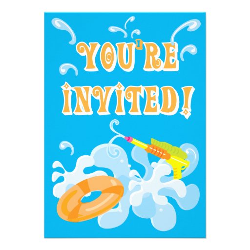 Colorful Pool Party Invitations