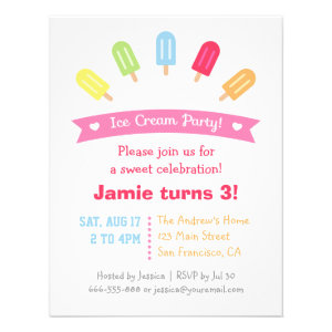 Colorful Popsicle Summer Party Invitations