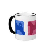 Colorful Portuguese Water Dog Silhouettes mugs