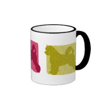 Colorful Portuguese Water Dog Silhouettes Coffee Mugs