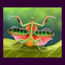 Colorful Praying Mantis Bug Poster posters by twopurringcats Colorful Praying Mantis Bug Poster posters