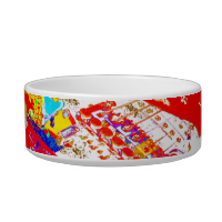colorful psychadelic guitar player pet water bowl